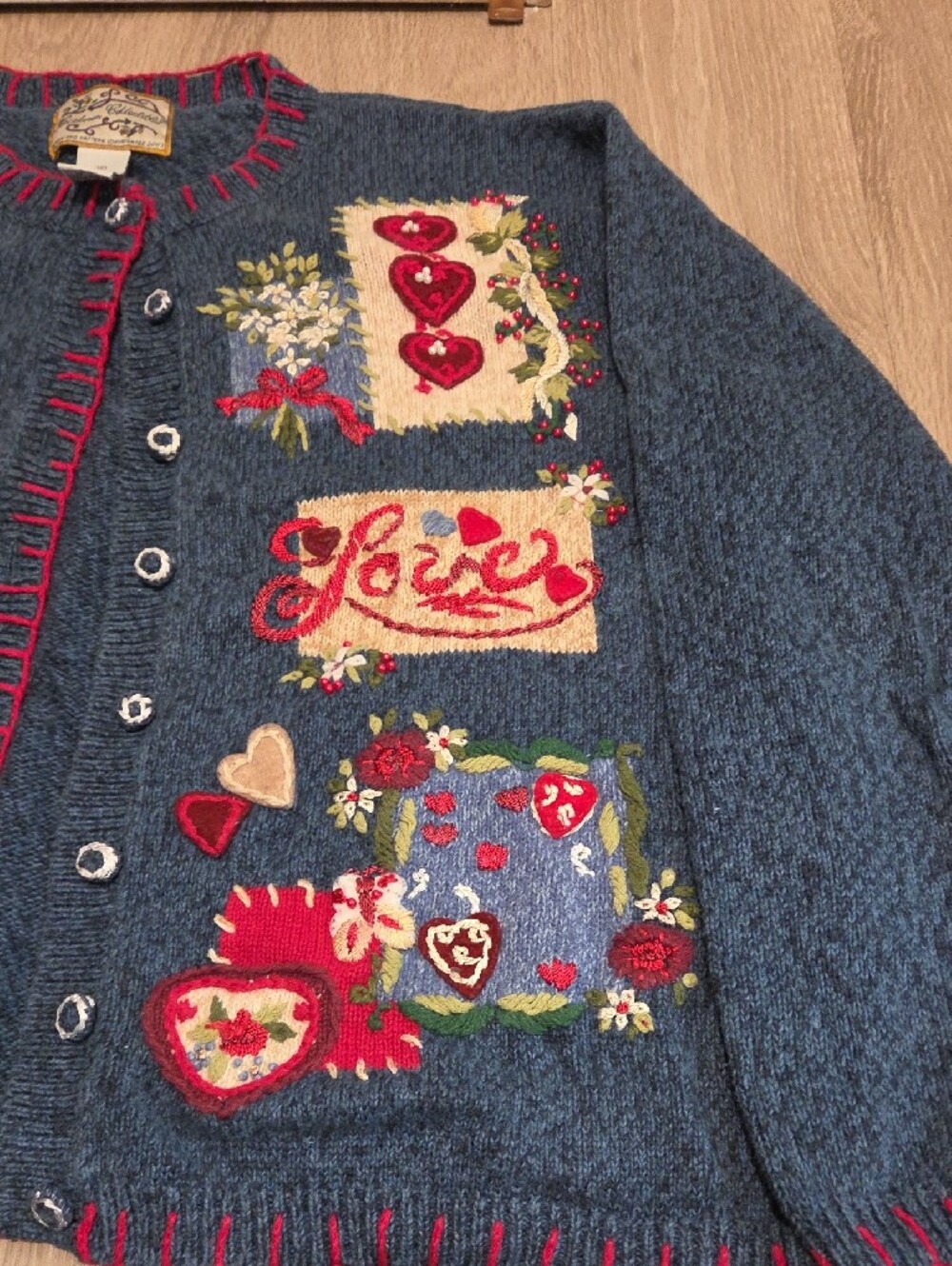 Heirloom Collectable Embroidered Button-Front Cardigan - Picture 8 of 9